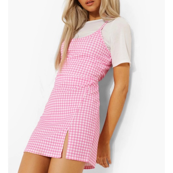 Pink Gingham slip dress T-shirt NOT included SIZE 10 - Picture 2 of 3